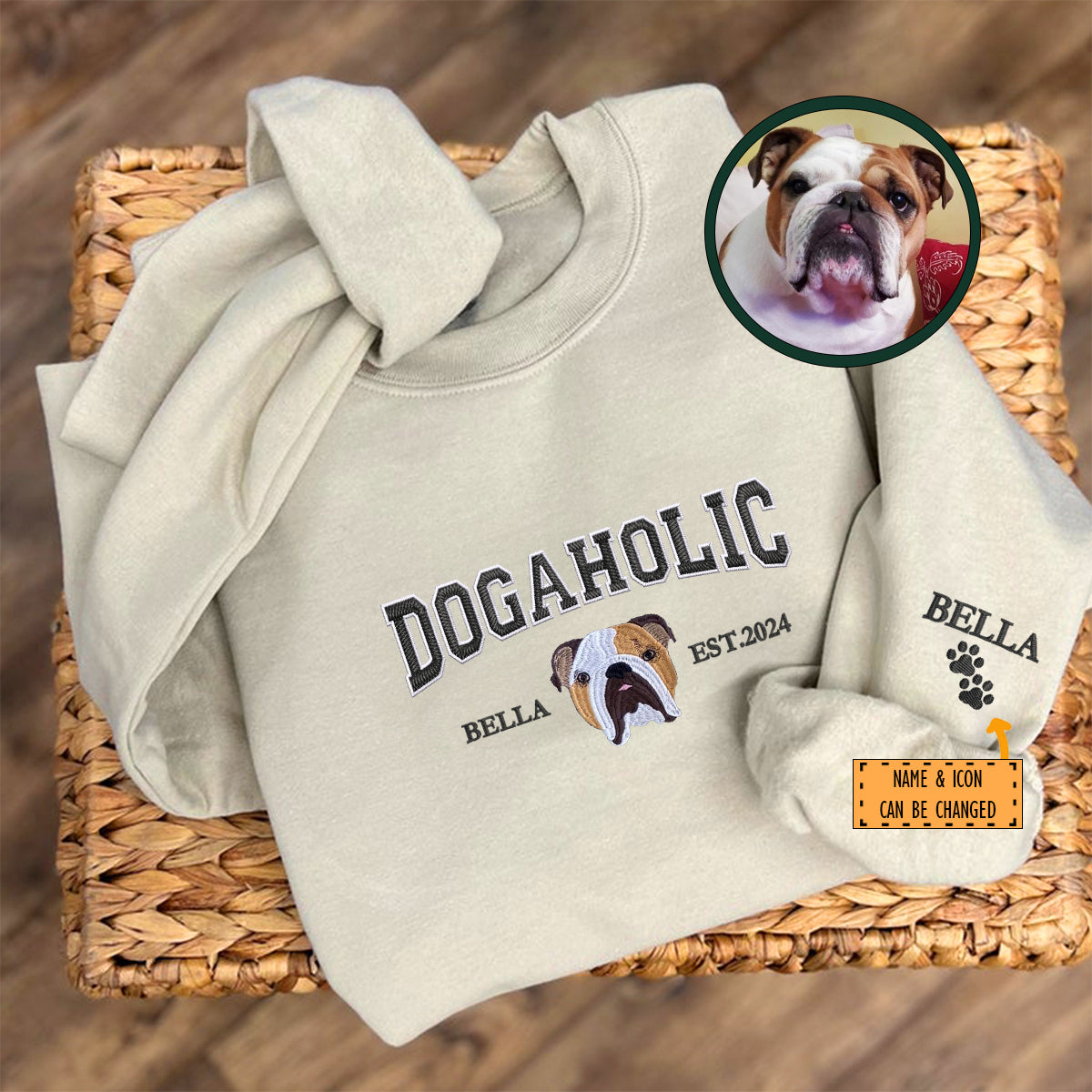 Custom Embroidered Varsity Dogaholic Sweatshirt