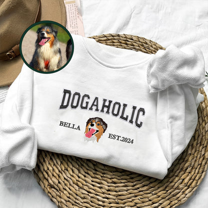 Custom Embroidered Varsity Dogaholic Sweatshirt