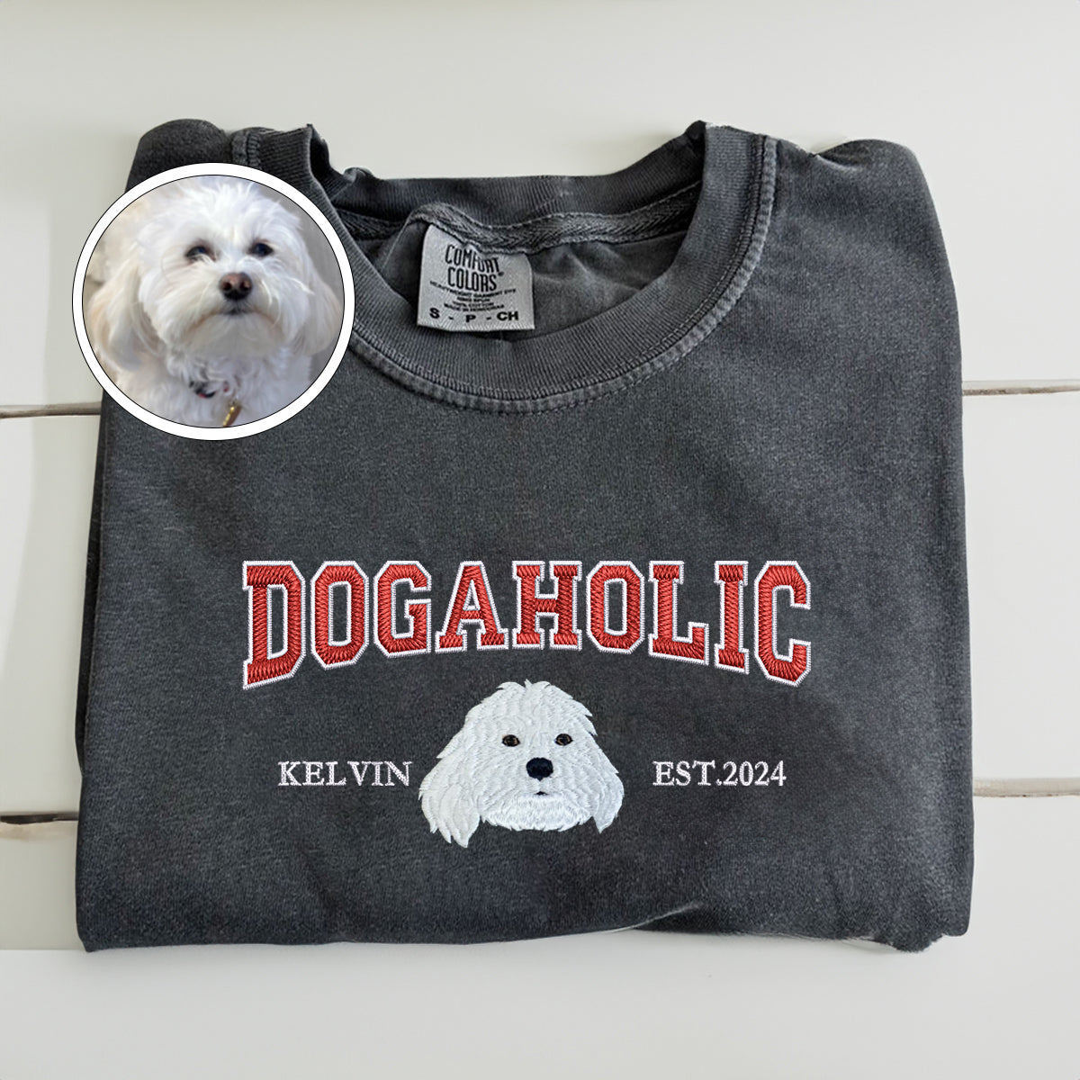 Custom Embroidered Varsity Dogaholic T-Shirt