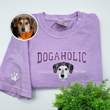 Custom Embroidered Varsity Dogaholic T-Shirt