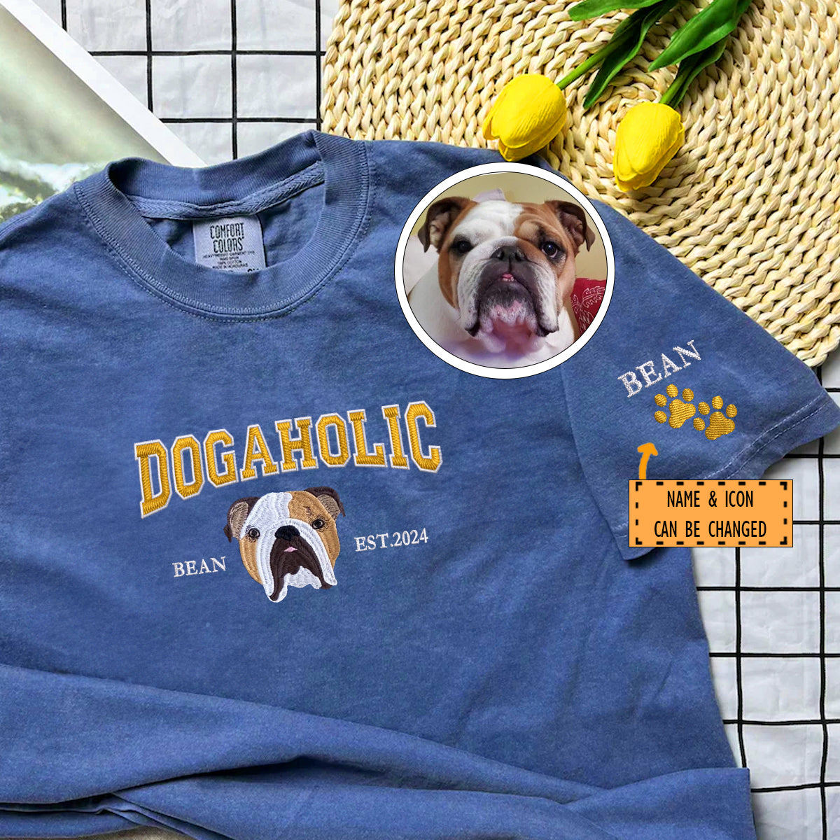 Custom Embroidered Varsity Dogaholic T-Shirt