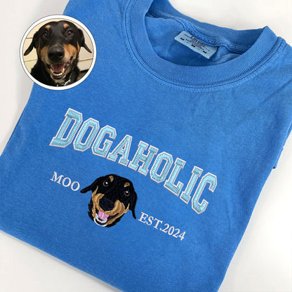 Custom Embroidered Varsity Dogaholic T-Shirt