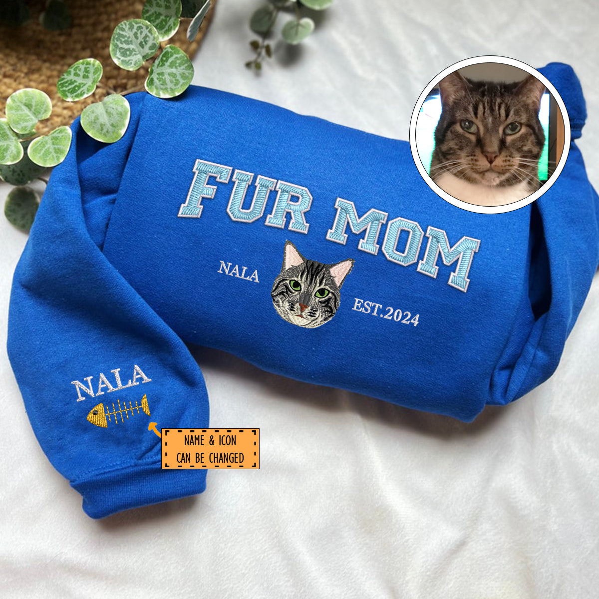 Custom Embroidered Varsity Fur Mom Sweatshirt