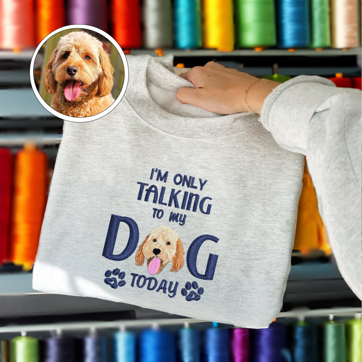 Custom Embroidered I'm Only Talking To My Dog Today Sweatshirt