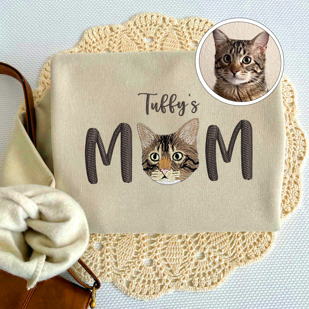 Custom Embroidered Pet Mom with name Sweatshirt
