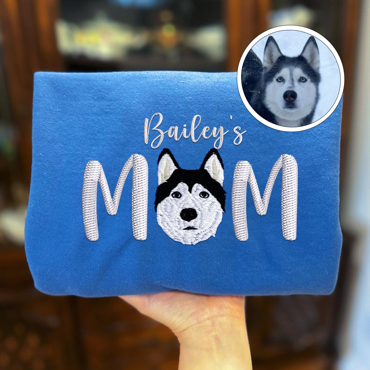 Custom Embroidered Pet Mom with name Sweatshirt