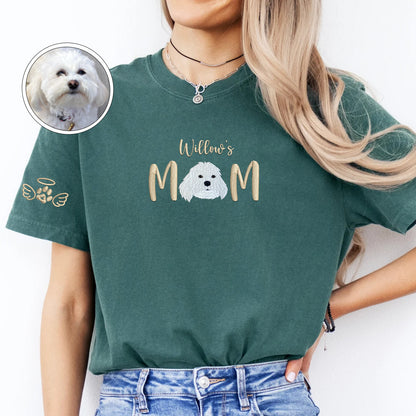 Custom Embroidered Pet Mom with name T-Shirt