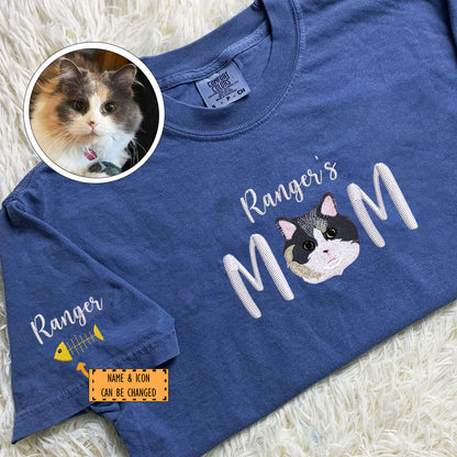 Custom Embroidered Pet Mom with name T-Shirt