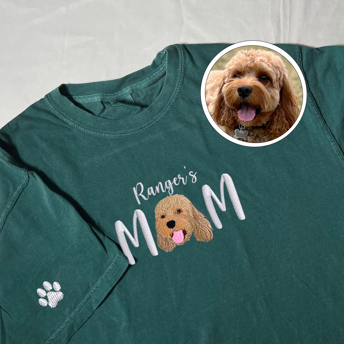 Custom Embroidered Pet Mom with name T-Shirt