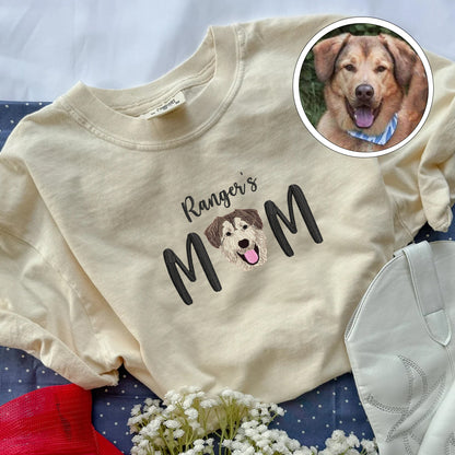 Custom Embroidered Pet Mom with name T-Shirt