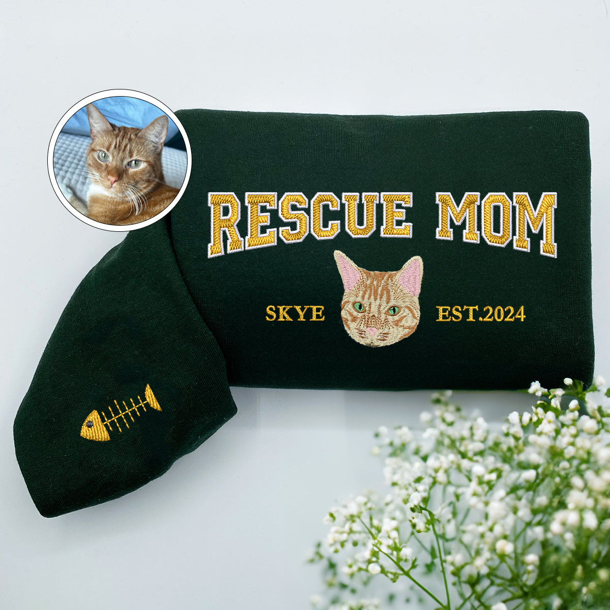 Custom Embroidered Varsity Rescue Mom Hoodie