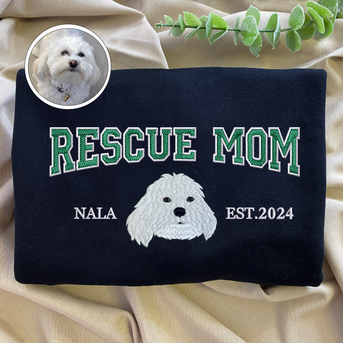 Custom Embroidered Varsity Rescue Mom Hoodie