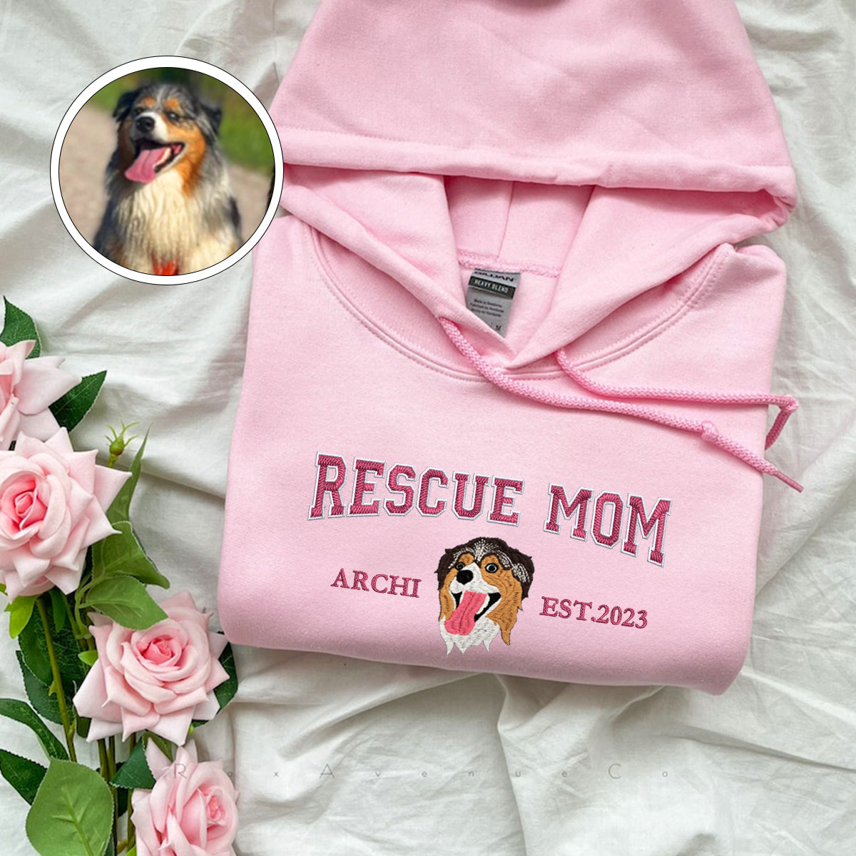 Custom Embroidered Varsity Rescue Mom Hoodie