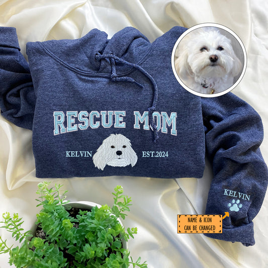 Custom Embroidered Varsity Rescue Mom Hoodie