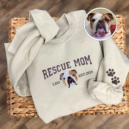 Custom Embroidered Varsity Rescue Mom Sweatshirt