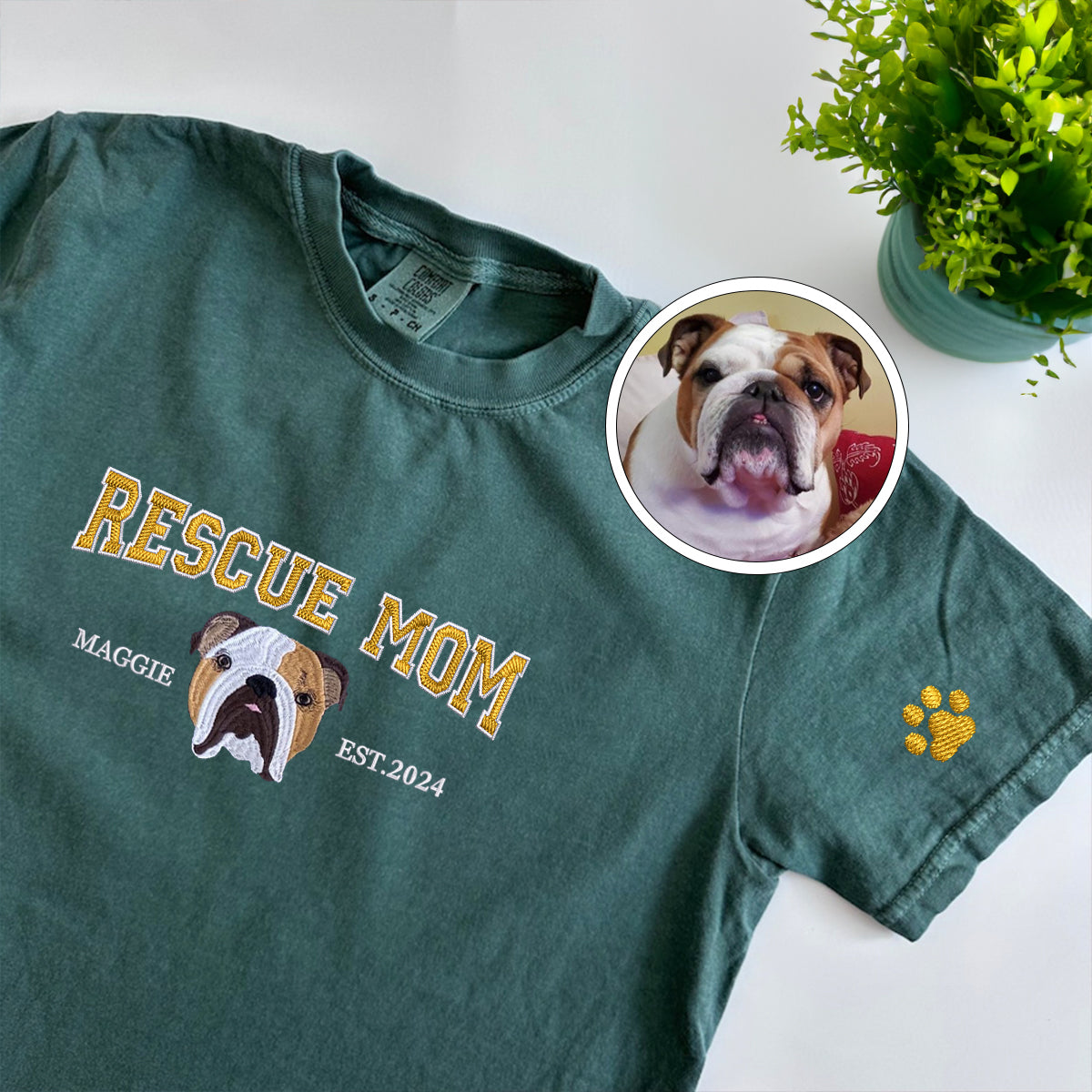 Custom Embroidered Varsity Rescue Mom T-Shirt