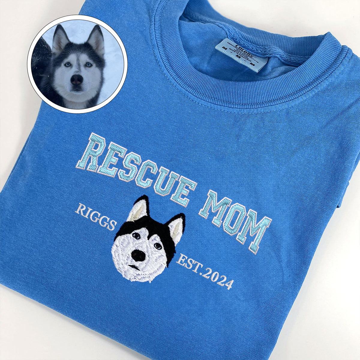 Custom Embroidered Varsity Rescue Mom T-Shirt