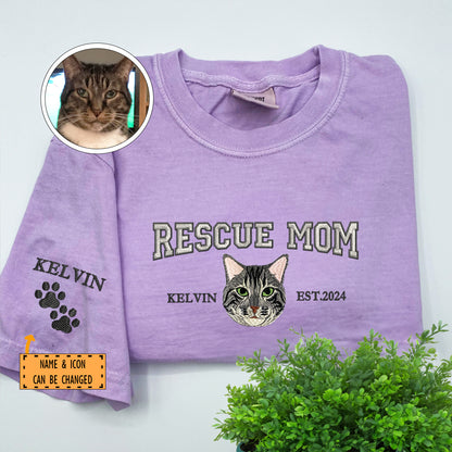 Custom Embroidered Varsity Rescue Mom T-Shirt