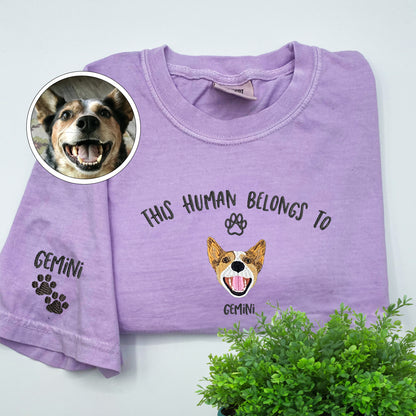 Custom Embroidered This Human Belongs To T-Shirt