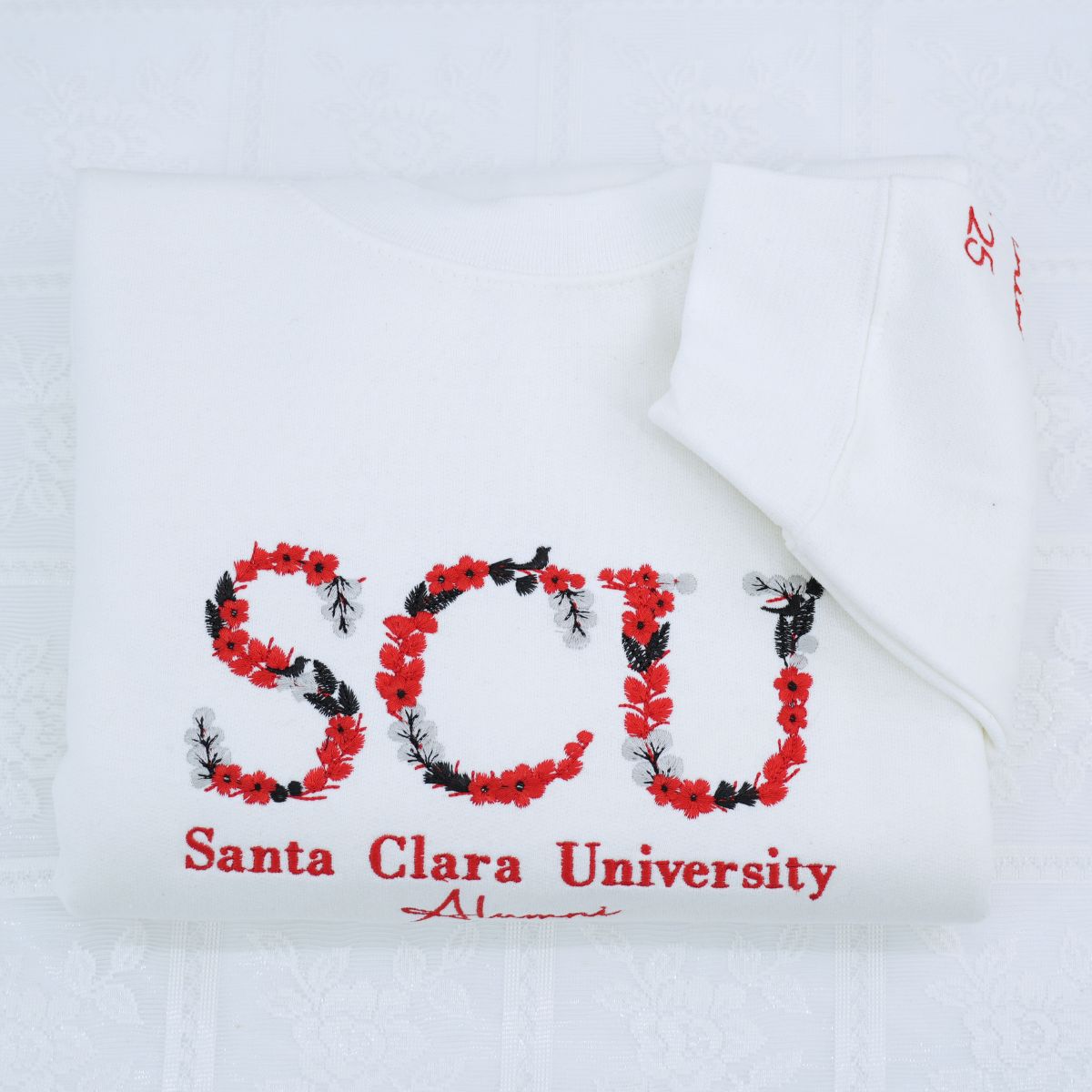 Custom Embroidered College Floral Letter Hoodie – Personalized University Sweatshirt & Freshman Gift