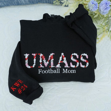 Custom Embroidered College Sweatshirt – Personalized University Hoodie with Floral Embroidery for Graduates & Students