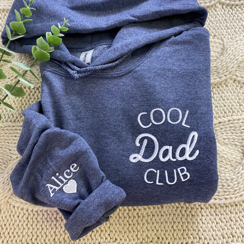 Custom Embroidered Cool Dads Club Sweatshirt & Hoodie with Kid Names on Sleeve – Unique Gift