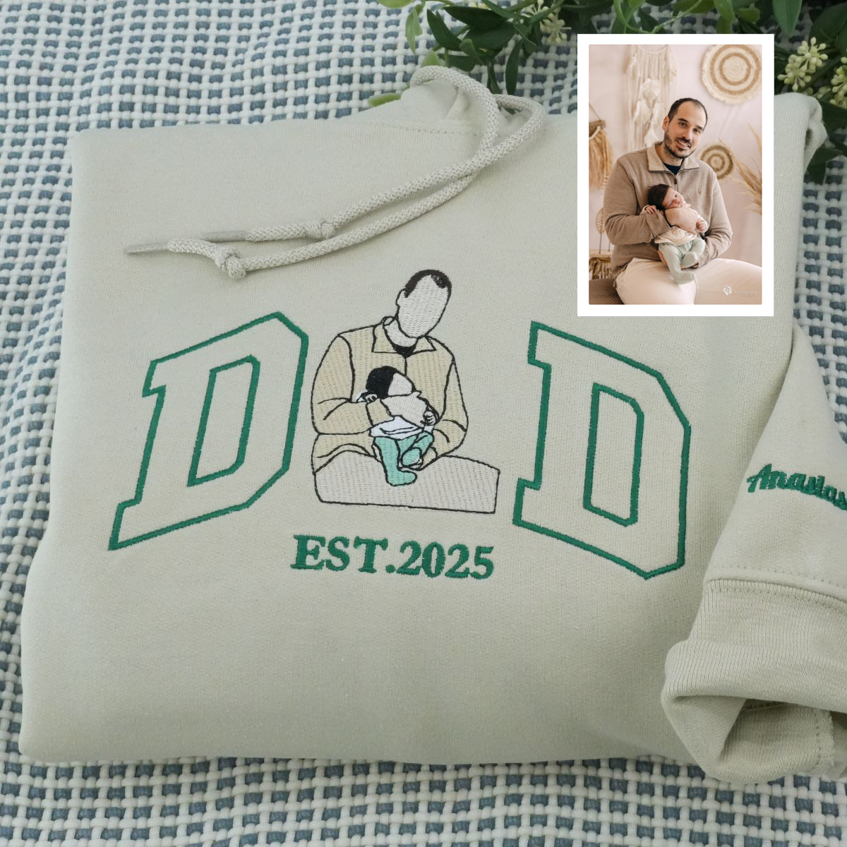 Custom Embroidered Dad & Son Photo Sweatshirt & Hoodie – Personalized Father & Son Gift