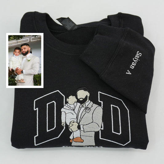 Custom Embroidered Dad & Son Photo Sweatshirt & Hoodie – Personalized Father & Son Gift