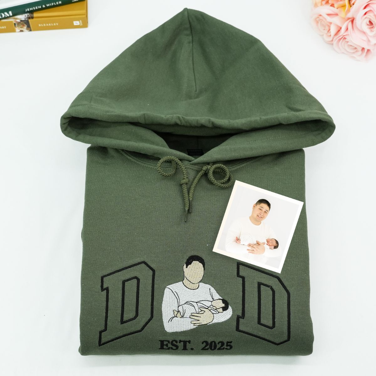Custom Embroidered Dad & Son Photo Sweatshirt & Hoodie – Personalized Father & Son Gift