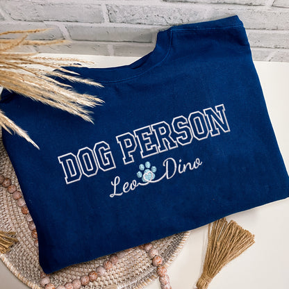 Custom Embroidered Dog Person with Names T-Shirt
