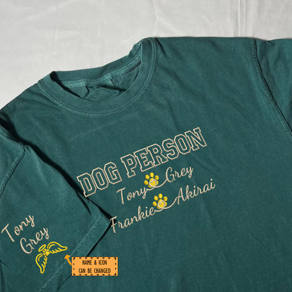 Custom Embroidered Dog Person with Names T-Shirt