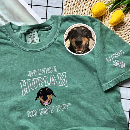 Custom Embroidered Dog Service Human Do Not Pet T-Shirt