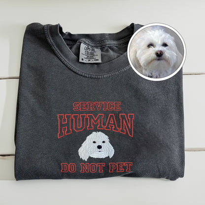 Custom Embroidered Dog Service Human Do Not Pet T-Shirt