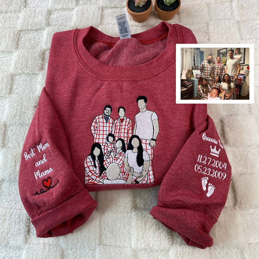 Custom Embroidered Family Portrait Sweatshirts & Hoodies – Personalized Photo Gift