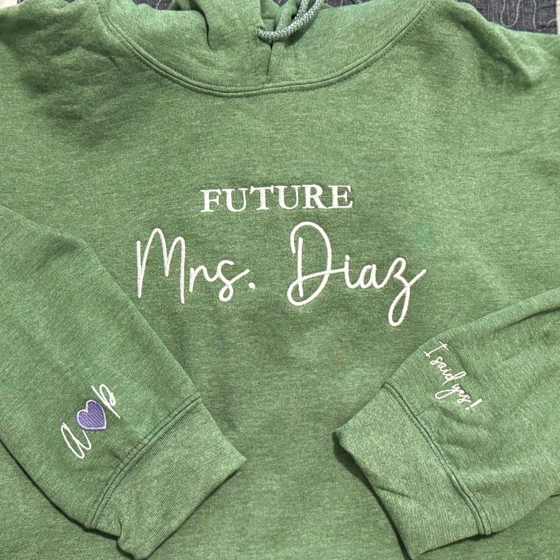 Custom Embroidered Future Mrs Sweatshirt & Hoodie - Personalized Engagement Gift for Bride