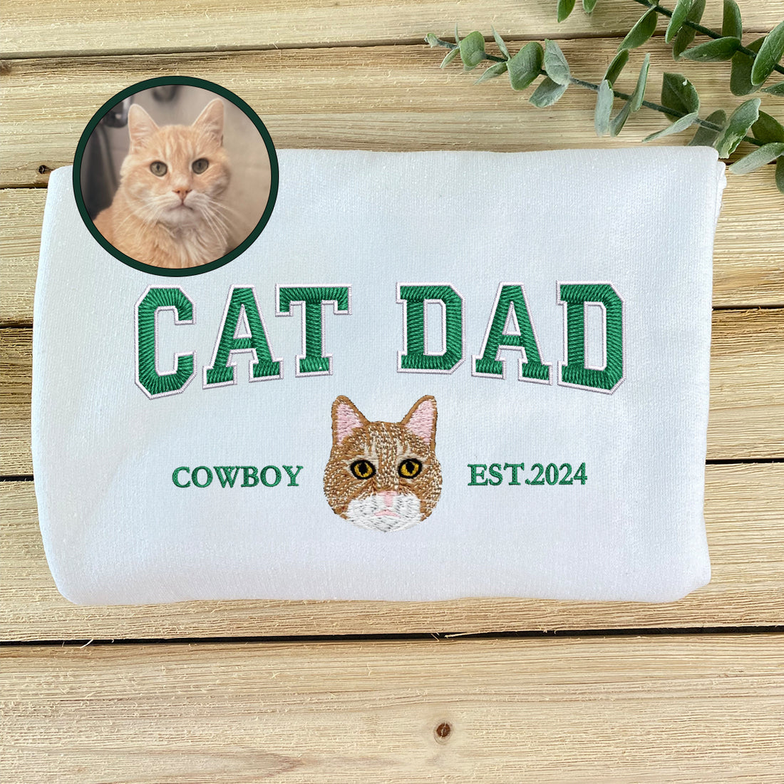 Custom Embroidered Varsity Cat Dad Hoodie