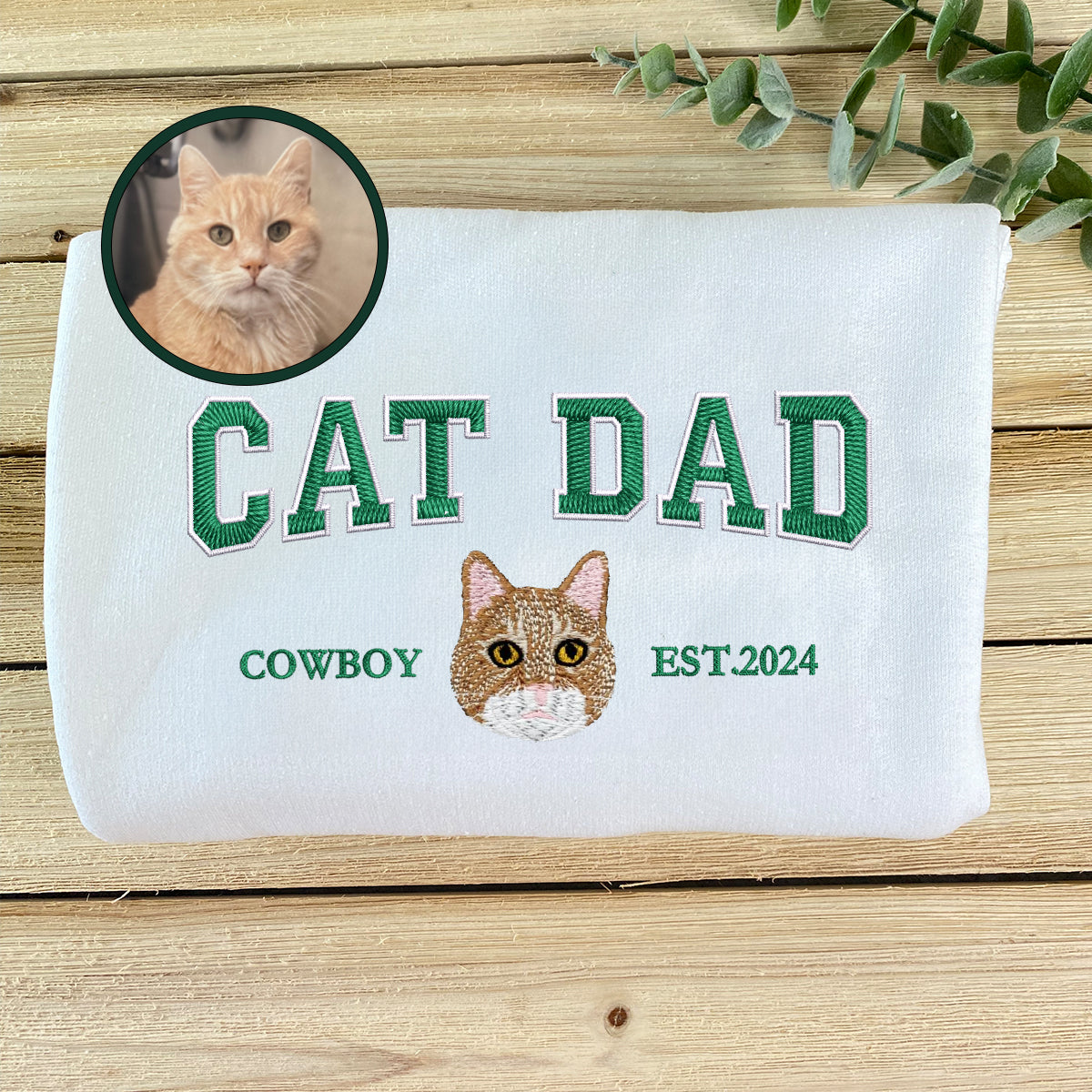 Custom Embroidered Varsity Cat Dad Hoodie