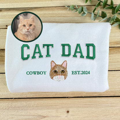 Custom Embroidered Varsity Cat Dad Hoodie