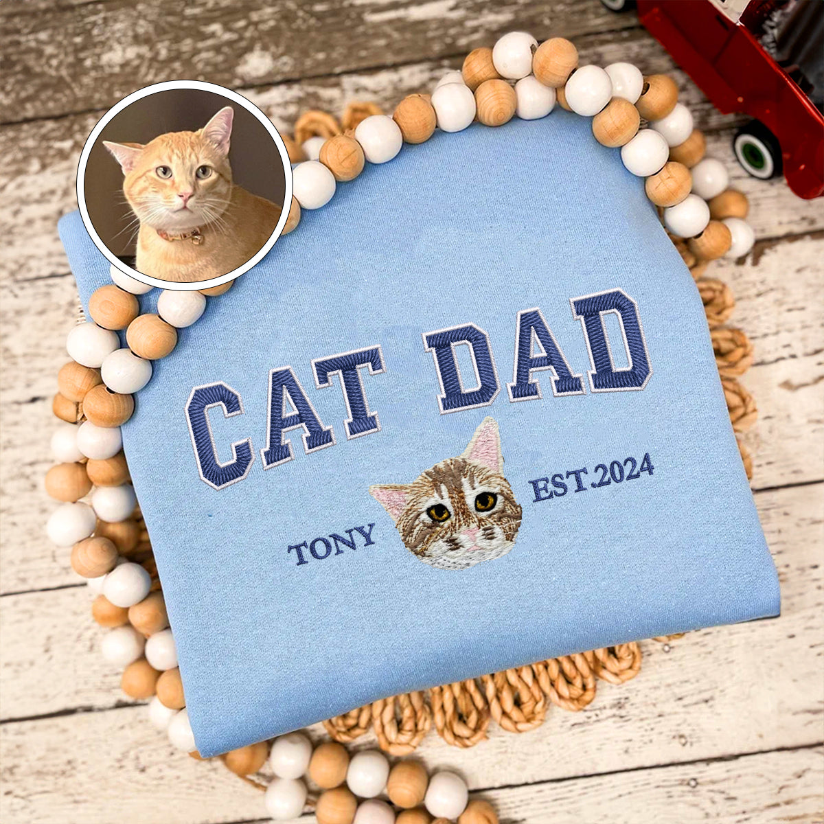 Custom Embroidered Varsity Cat Dad Hoodie