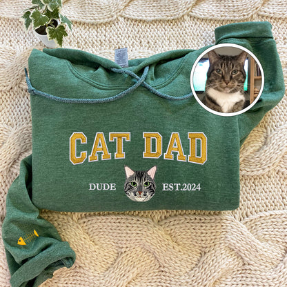 Custom Embroidered Varsity Cat Dad Hoodie