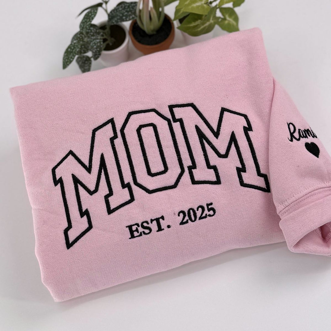 Custom Embroidered Mom Varsity Sweatshirt & Hoodie with Kids Names & Est Years