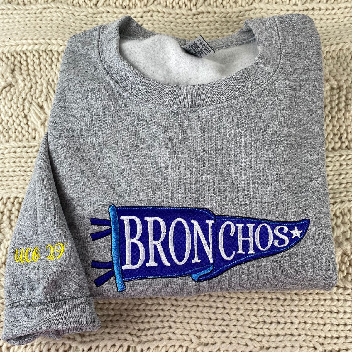 Custom Embroidered Pennant Sweatshirt & Hoodie with Team Name