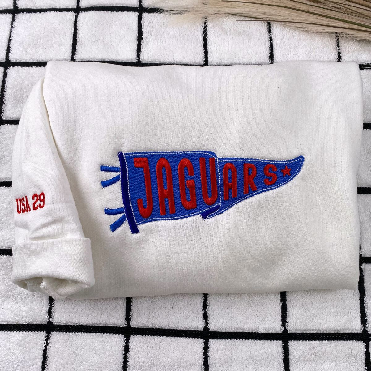 Custom Embroidered Pennant Sweatshirt & Hoodie with Team Name