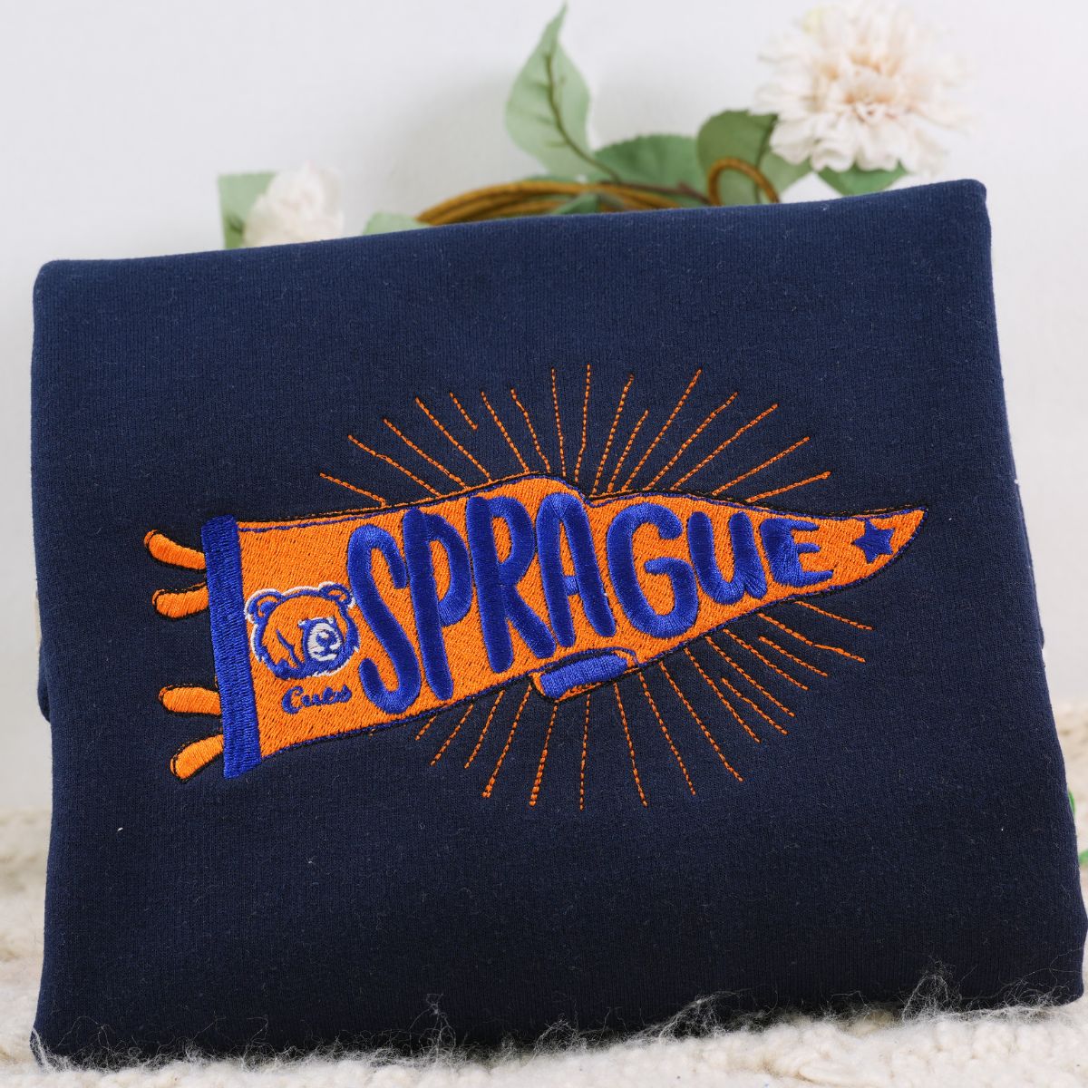 Custom Embroidered Pennant Sweatshirt & Hoodie with Team Name