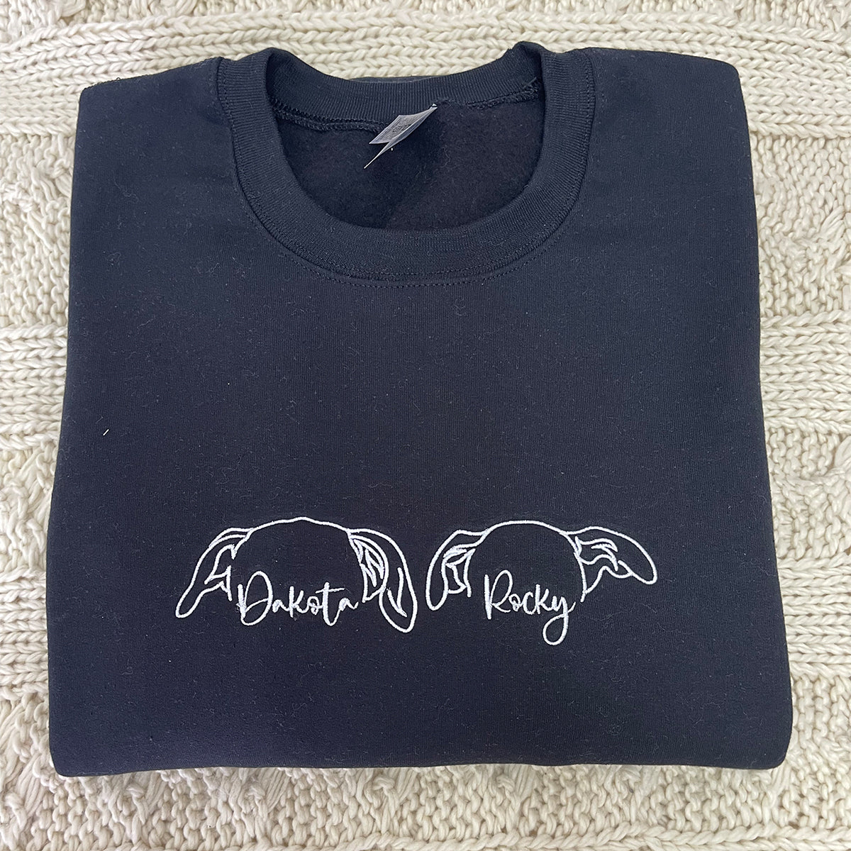 Custom Embroidered Sweatshirt Hoodie with Dog Ears & Name – Unique Pet Lover Gift