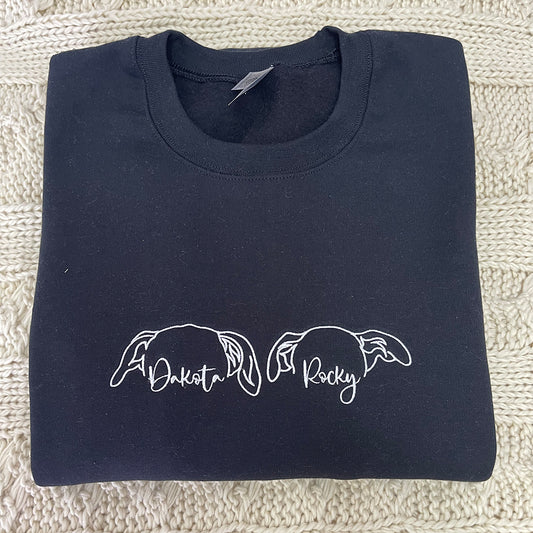 Custom Embroidered Sweatshirt Hoodie with Dog Ears & Name – Unique Pet Lover Gift
