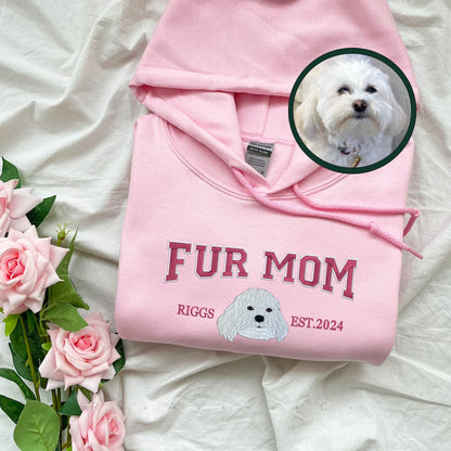 Custom Embroidered Varsity Fur Mom Hoodie