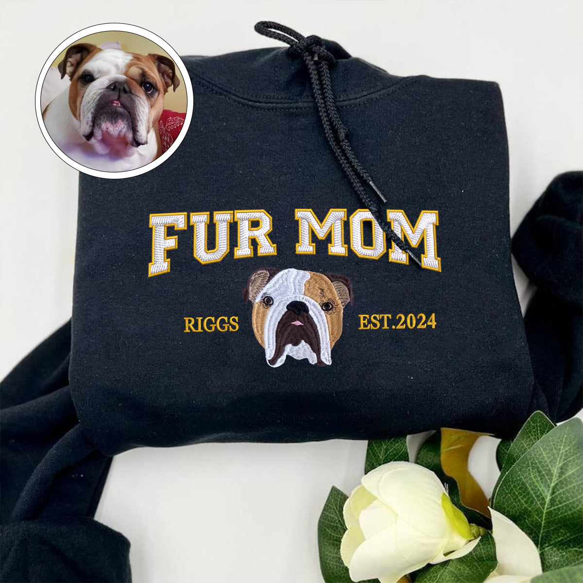 Custom Embroidered Varsity Fur Mom Hoodie