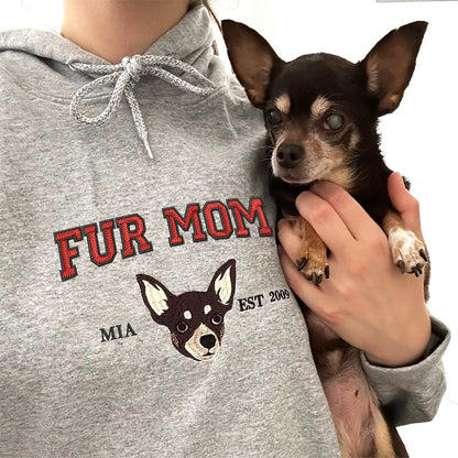 Custom Embroidered Varsity Fur Mom Hoodie