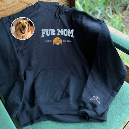 Custom Embroidered Varsity Fur Mom Hoodie